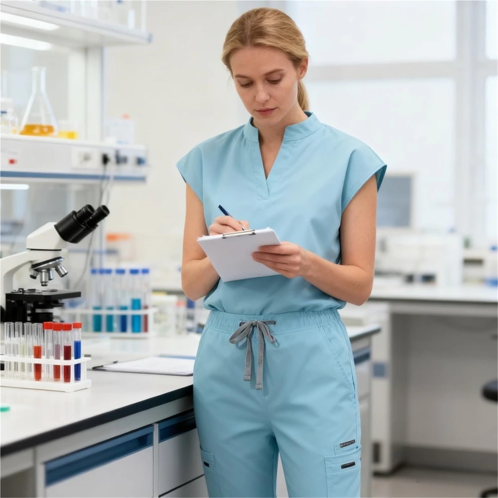 Kasacks Damen Pflege Damen Scrubs Top Langarm, Uniform for Krankenschwester-Arzt, Spa-Hautpflege-Klinik-Tuniken