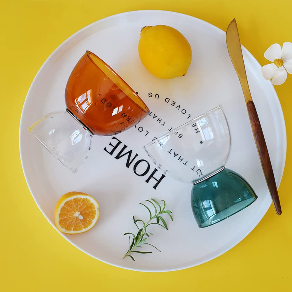 Colorful Glass Dessert Cups Cute Iced Coffee Mugs, Beer Glasses, Clear Glass Tea Cups Ideal for Cappuccino,Latte,Yogurt,Milk,Oats,Beverage, Cocktail,Whiskey,Ice Cream, Christmas Birthday Gifts (A)