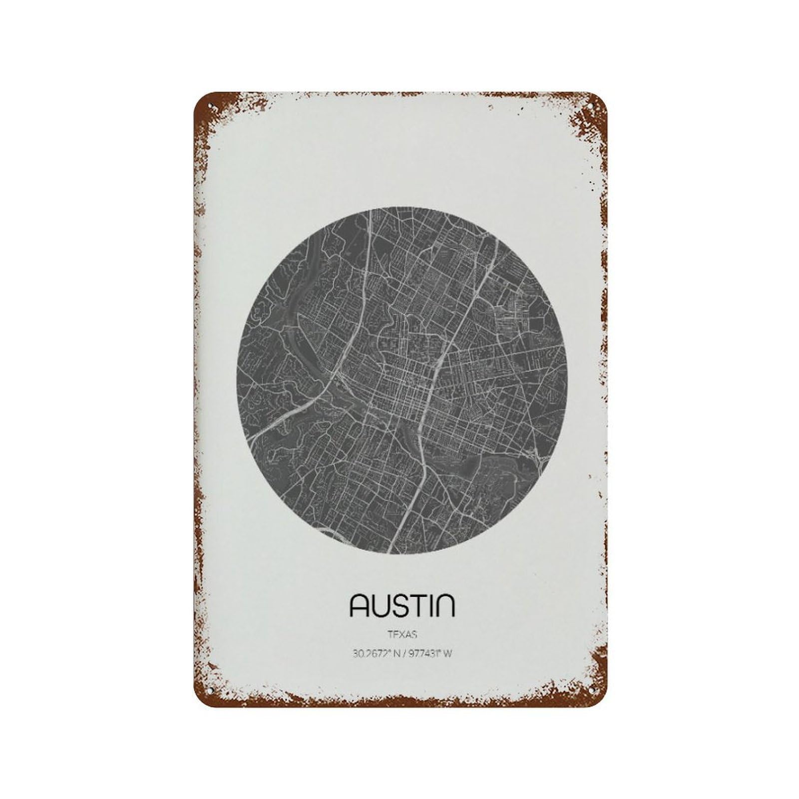 xiaoxiaoshen Austin Texas Map Modern City Wall Decor Art Metal Tin Poster Modern Home Decor Art Home Bar Shop Decorations Vintage Sign 30x20cm