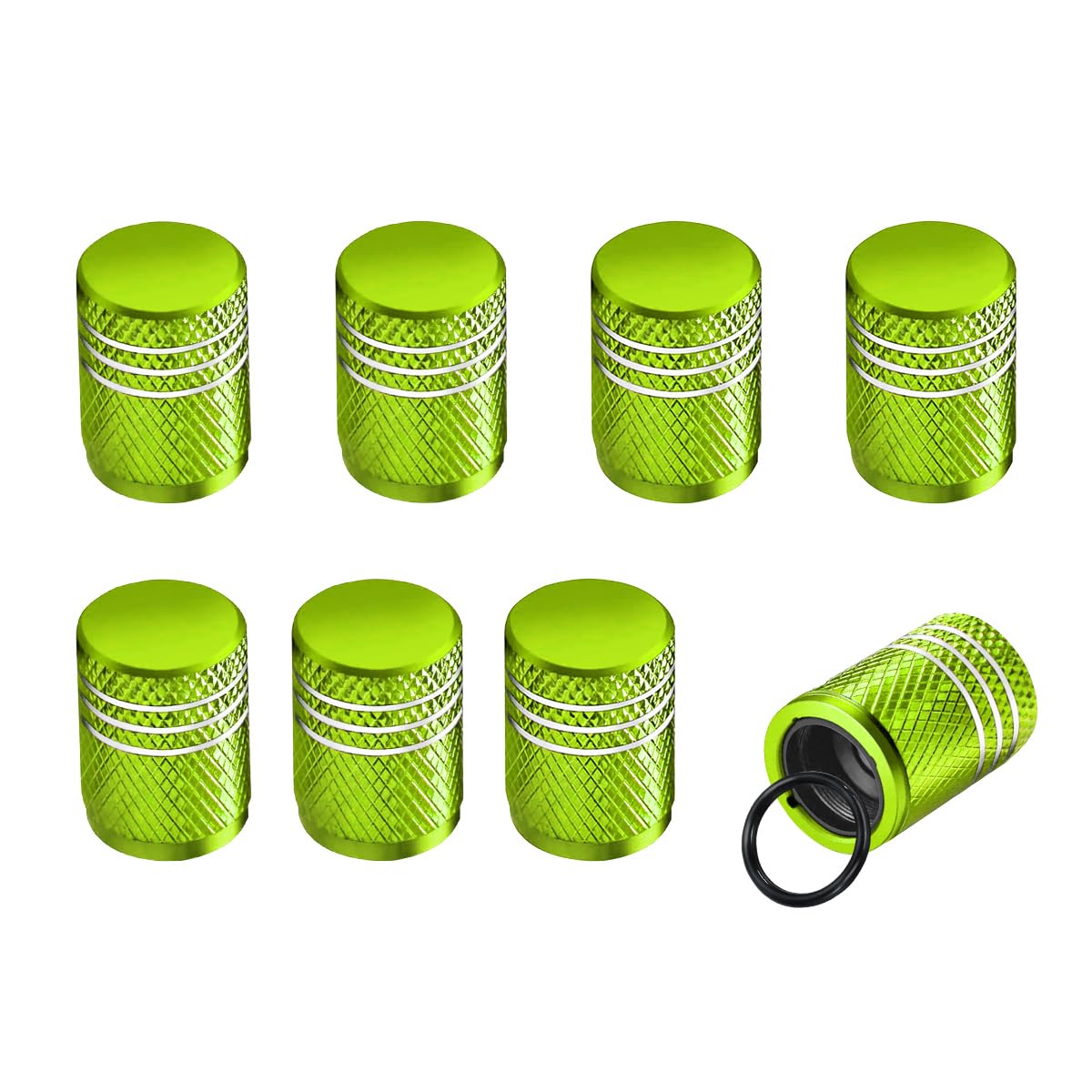 Green Tire Valve Stem Caps Aluminum Valve Stem Covers Hex Universal Air Dust Caps For Car Truck Motorcycle Bike|Airtight Seal|Screw-on|Easy-Grip Use (8- Pack