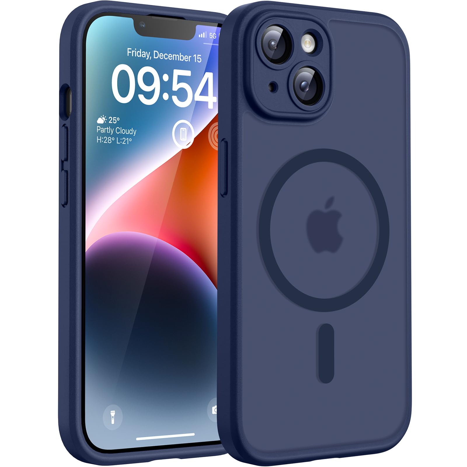 TOCOL Magnetic for iPhone 15 Case 6.1-Inch, Fit for MagSafe, Upgraded [Full Camera Protection], [14FT Military Grade Shockproof] Thin Slim Frosted Translucent Matte Back Phone Cover (Black) — view 193