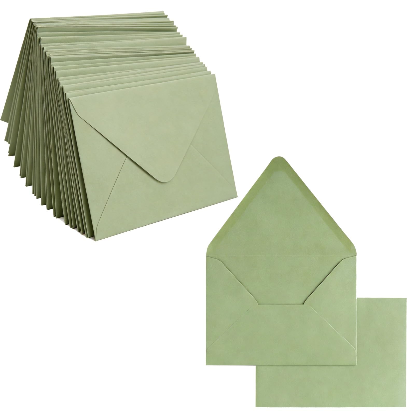 200 buste formato A7 (5x7 pollici), verdi, con chiusura a lembo europeo, ideali per inviti di matrimonio, biglietti d'auguri, foto e cartoline