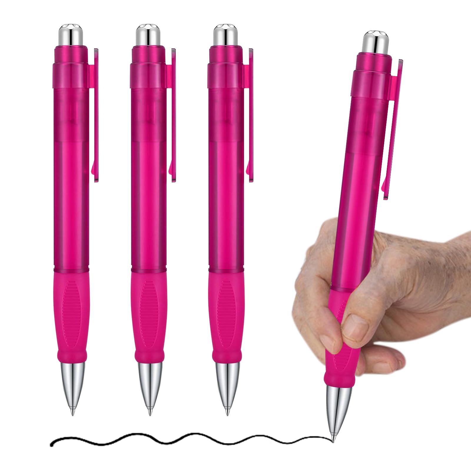 lyforx Big Pens Fat Pens Big Fat Pen - Enhanced Writing Stability for Arthritis and Elderly Easy Thick Grip 3pcs Magenta