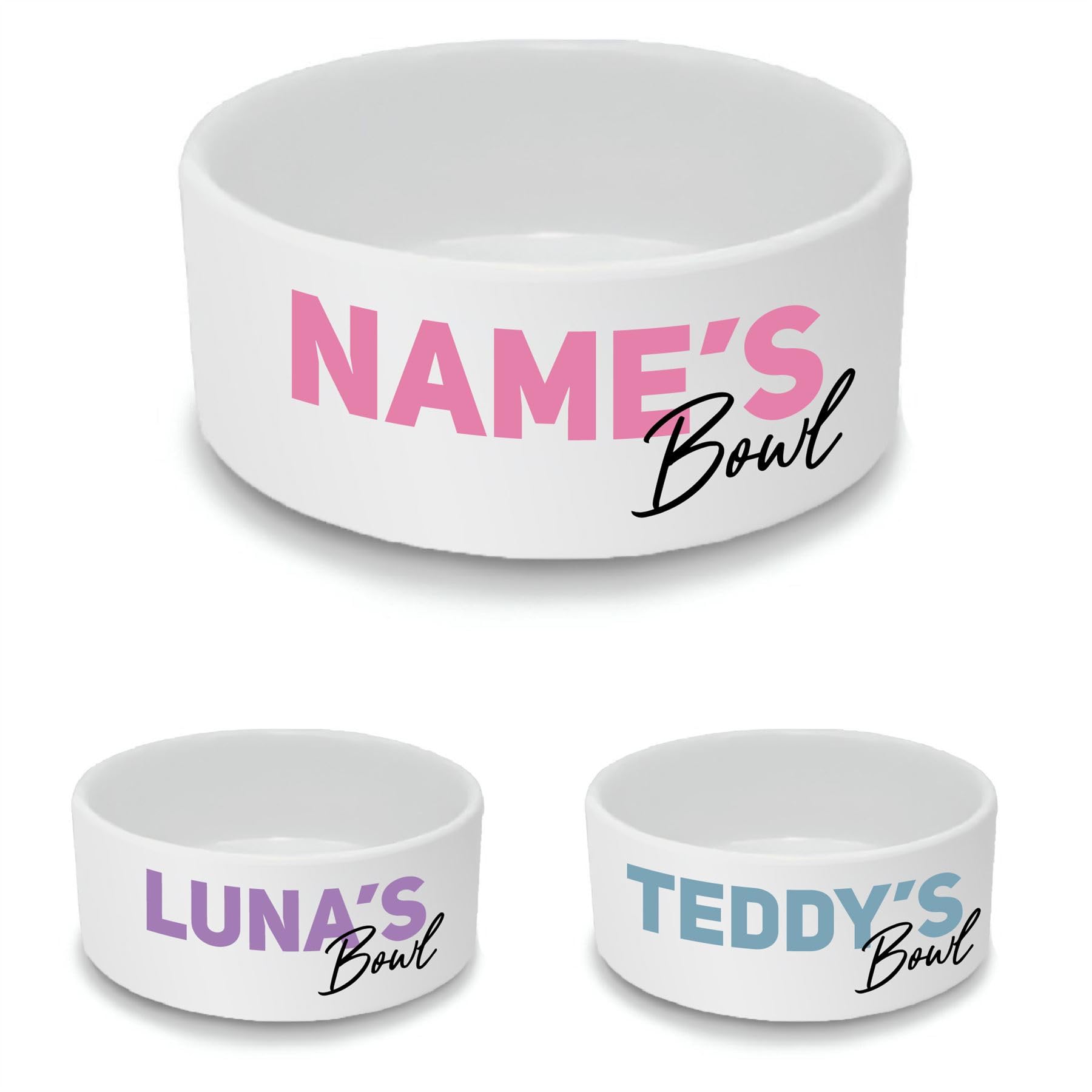 Personalised Ceramic Cat Bowl - Large White Pet Food Dish with Name's Bowl Design - Custom Name Cat Bowl 15cm Wide x 6cm Deep - Ideal for Medium to Large Cats — image 1