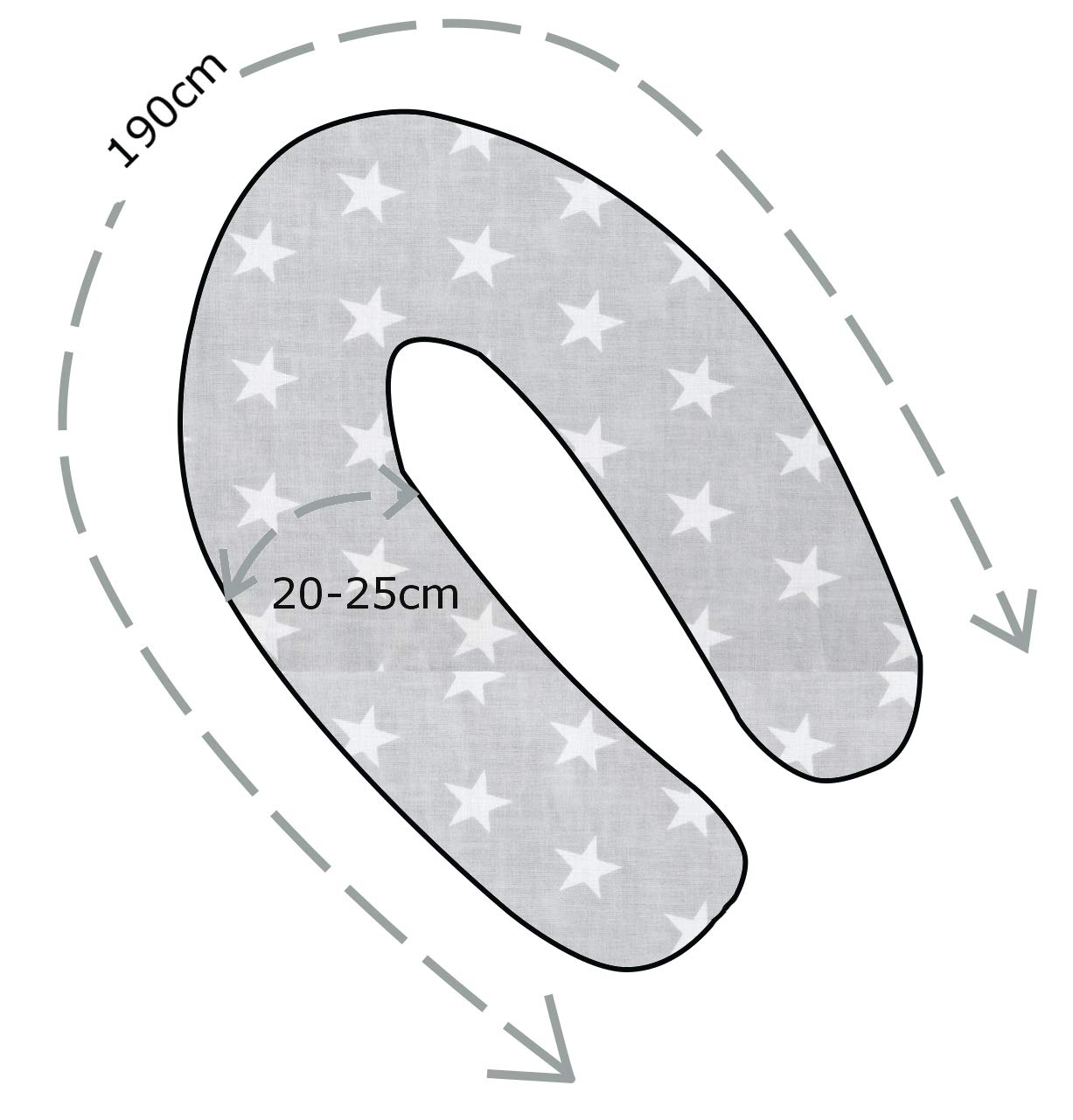 Vizaro - Cojín Lactancia y Dormir Embarazo - Maternal - 190cm - Almohada para Dormir de Lado - Funda 100% Algodón Premium - Hecho UE, OekoTex