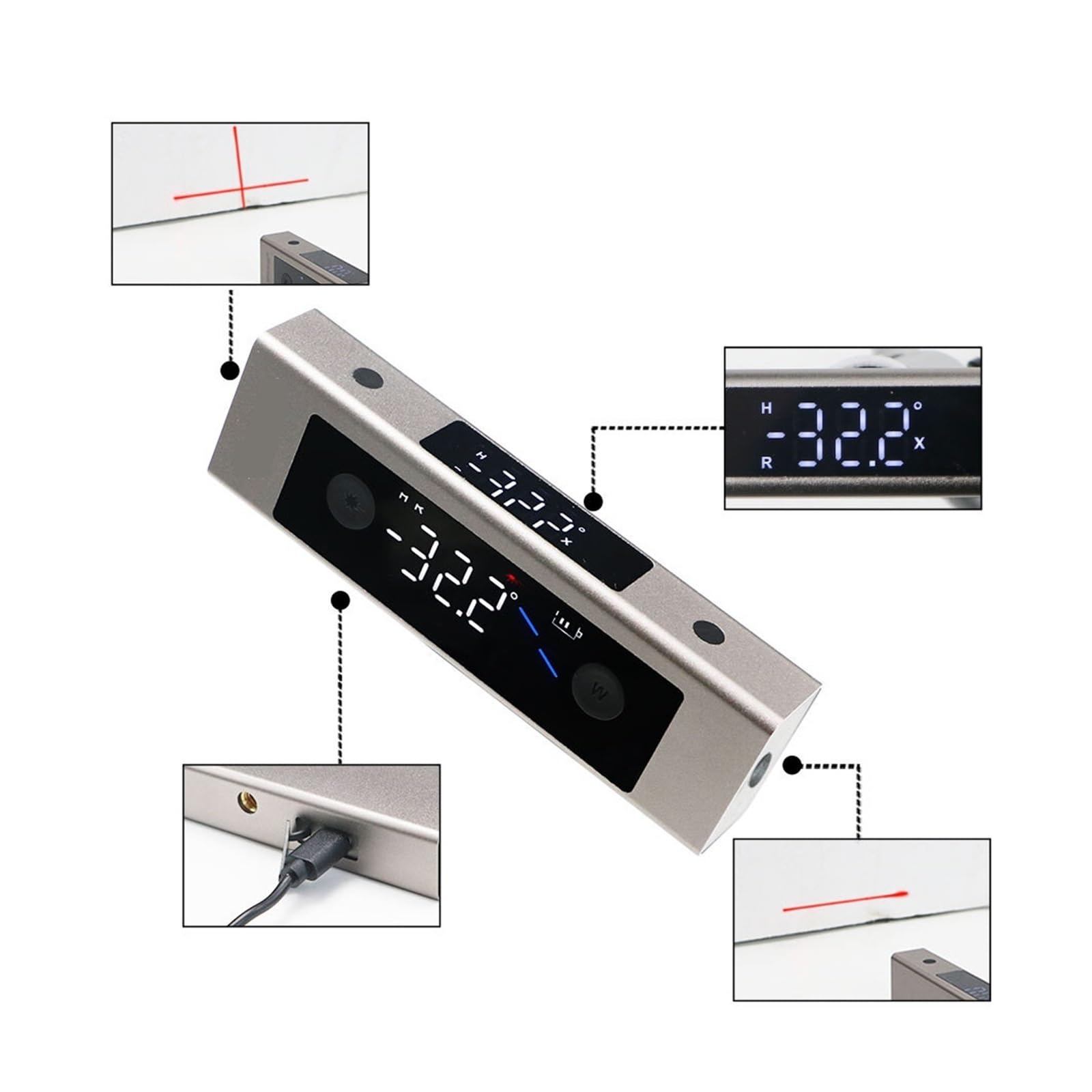 2 w 1 poziom lasera cyfrowy inklinometr kątomierz laserowy linijka kątowa akumulator laserowe narzędzie pomiarowe Wysoka celność(5342A)