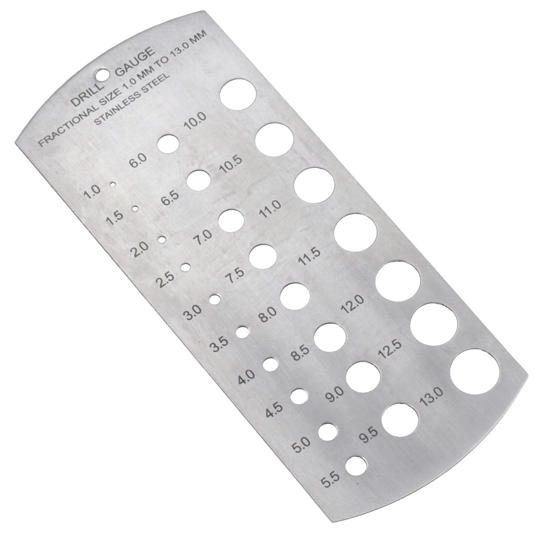 Ab Tools Metric Fractional Drill Size Gauge 1 To 13Mm Measure Hole Guide Stainless Steel