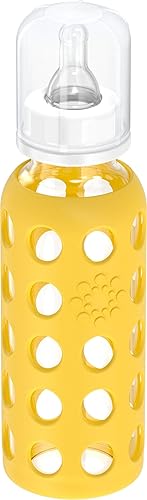 Miniatura 2 de Lifefactory Biberón de vidrio de 9 onzas con pezón de etapa 2 y funda protectora de silicona, mango