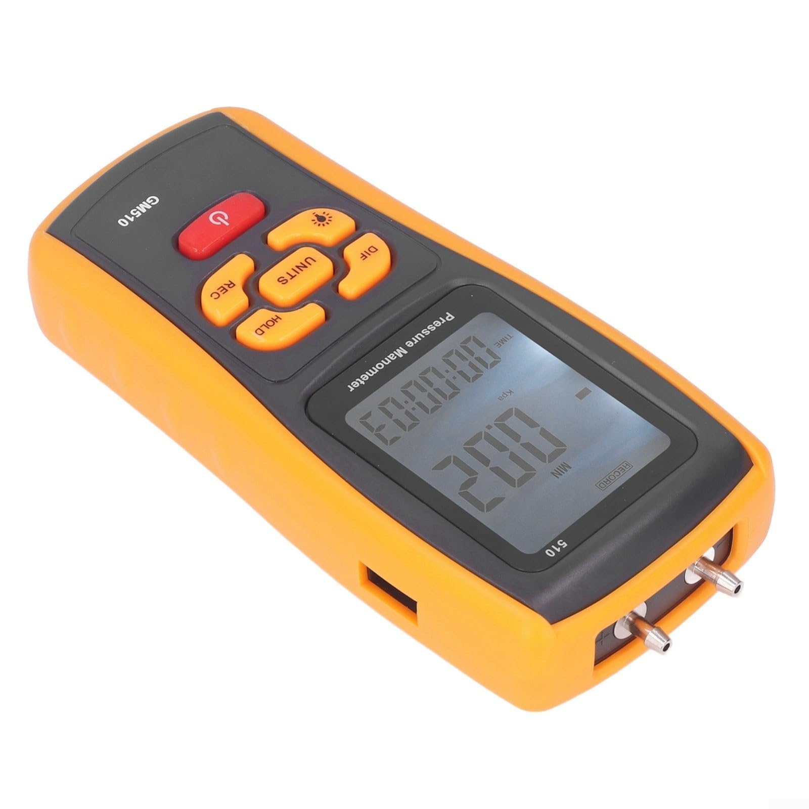 GM510 Digitales Differenzdruckmessgerät Mit USB, LCD-Hintergrundbeleuchtung ±10kPa Messbereich 0,5S Reaktionszeit Für Lüfter Für Druck, Filterwiderstand Kessel Für Druck Und Medizinische Geräte