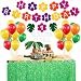 Moana Theme Birthday Party Decorations, Tropical Happy Birthday Banner Hawaiian Table Skirt Luau Flower Headband Bracelet Thick Latex Helium Balloons for 1st 2nd 3rd 4th 6th 10th Bday Supplies