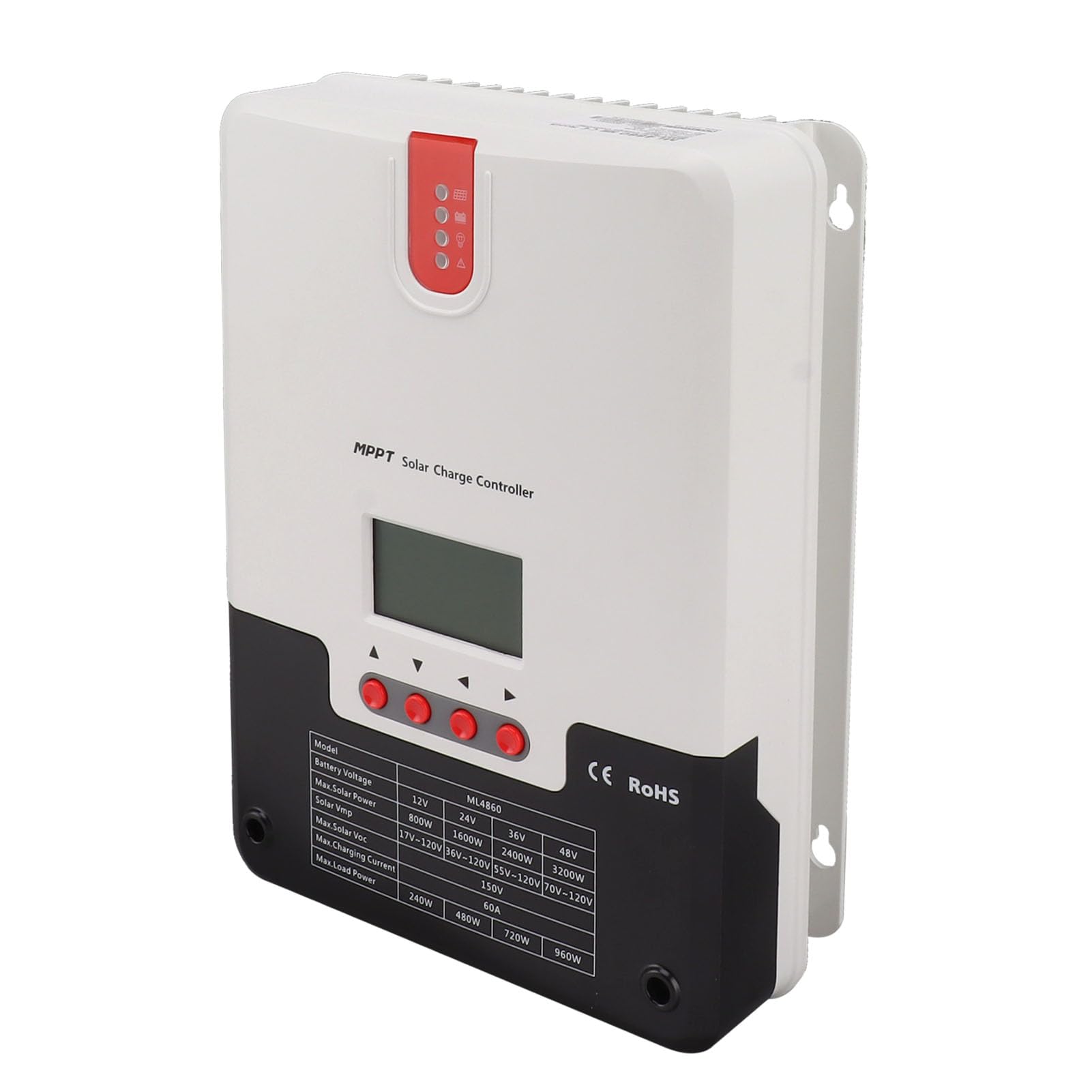 Regulator Panelu Słonecznego, 60A MPPT Słoneczny Sterownik ładowania Słonecznego 12V 24 V 36V 48V Panelu Słonecznego Regulator Akumulatora 4 -stopniowe Wyświetlacz LCD, Kontrolery Energii