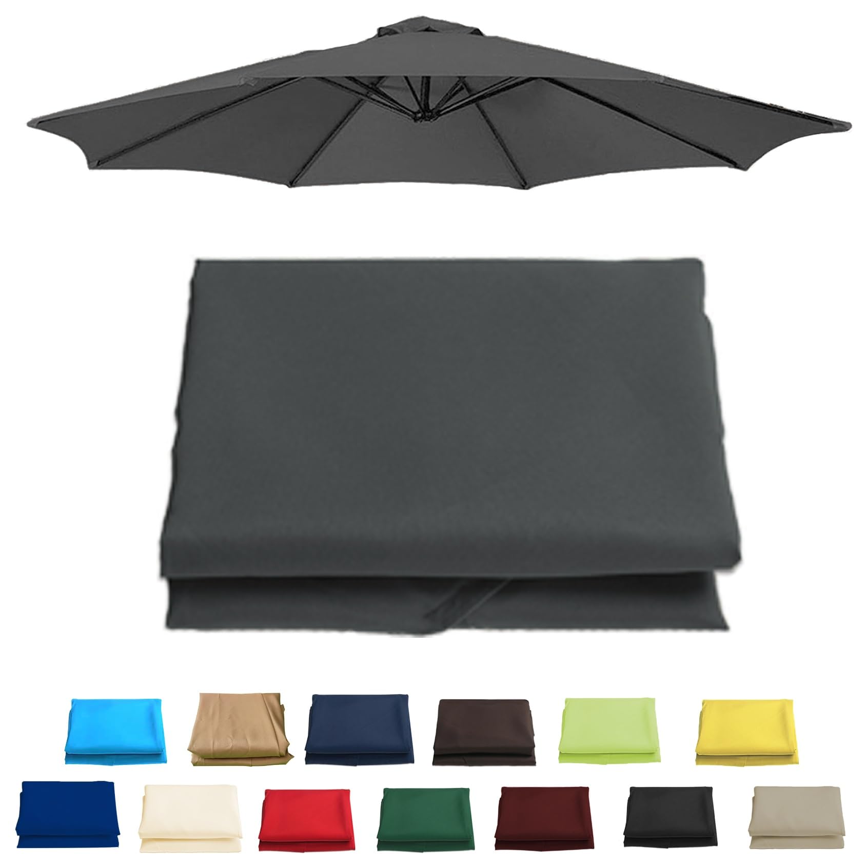 6 Arms 270cm Replacement Parasol Canopy Cover, Sun Umbrella Replacement Cloth For 6 Arms 200cm(6.5ft), 6 Arms 300cm(9.8ft), 8 Arms 270cm(8.8ft), 8 Arms 3.0m(9.8ft), Garden Patio Umbrella Fabric Canopy