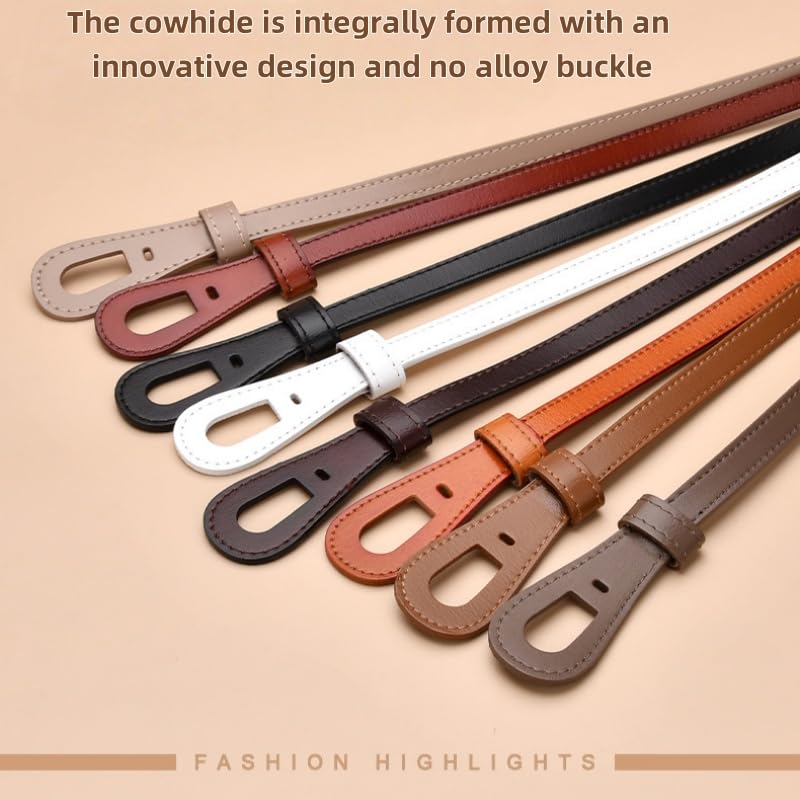 Ladies Skinny Leather Soft Knotted Strap Belts Knot Tie Belt with Small Opening Narrow Non Buckle Adjustable Thin Belts2