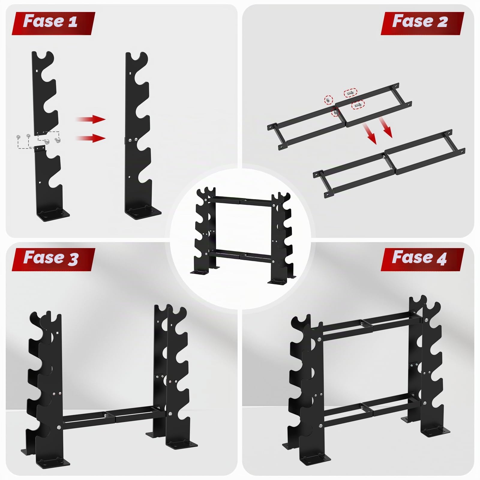 RELIFE REBUILD YOUR LIFE Rettangolo Manubri Rack Dumbbell Rack Manubri Supporto Peso Rastrelliera Pesi Porta pesi Palestra Casa
