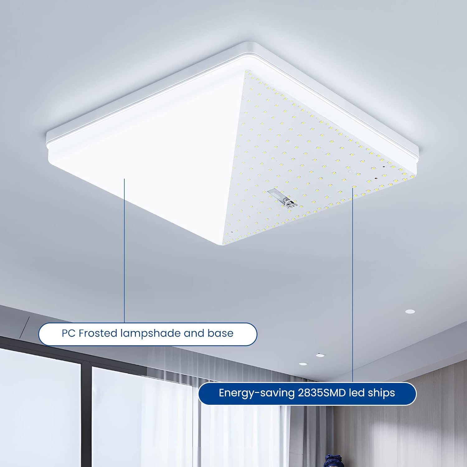 EASY EAGLE LED Lámpara de Techo 48W 4800LM Moderna Cuadrada Plafón Luz Led 6500K Lámpara Panel Impermeable para Baño Sala Dormitorio Cocina Oficina Comedor Ø30CM