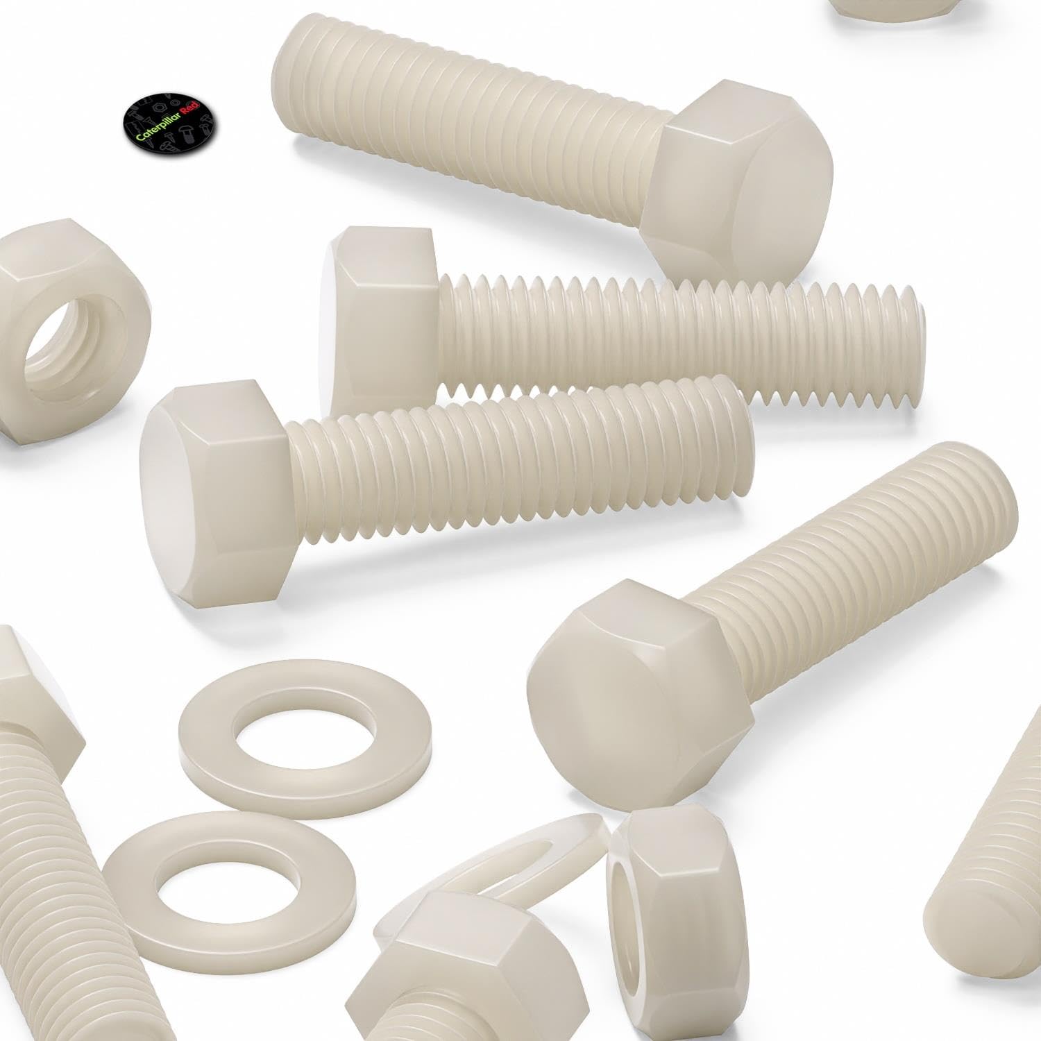 20x Bulloni a testa esagonale naturali in nylon PA66, dadi e rondelle in plastica, M10 x 40 mm