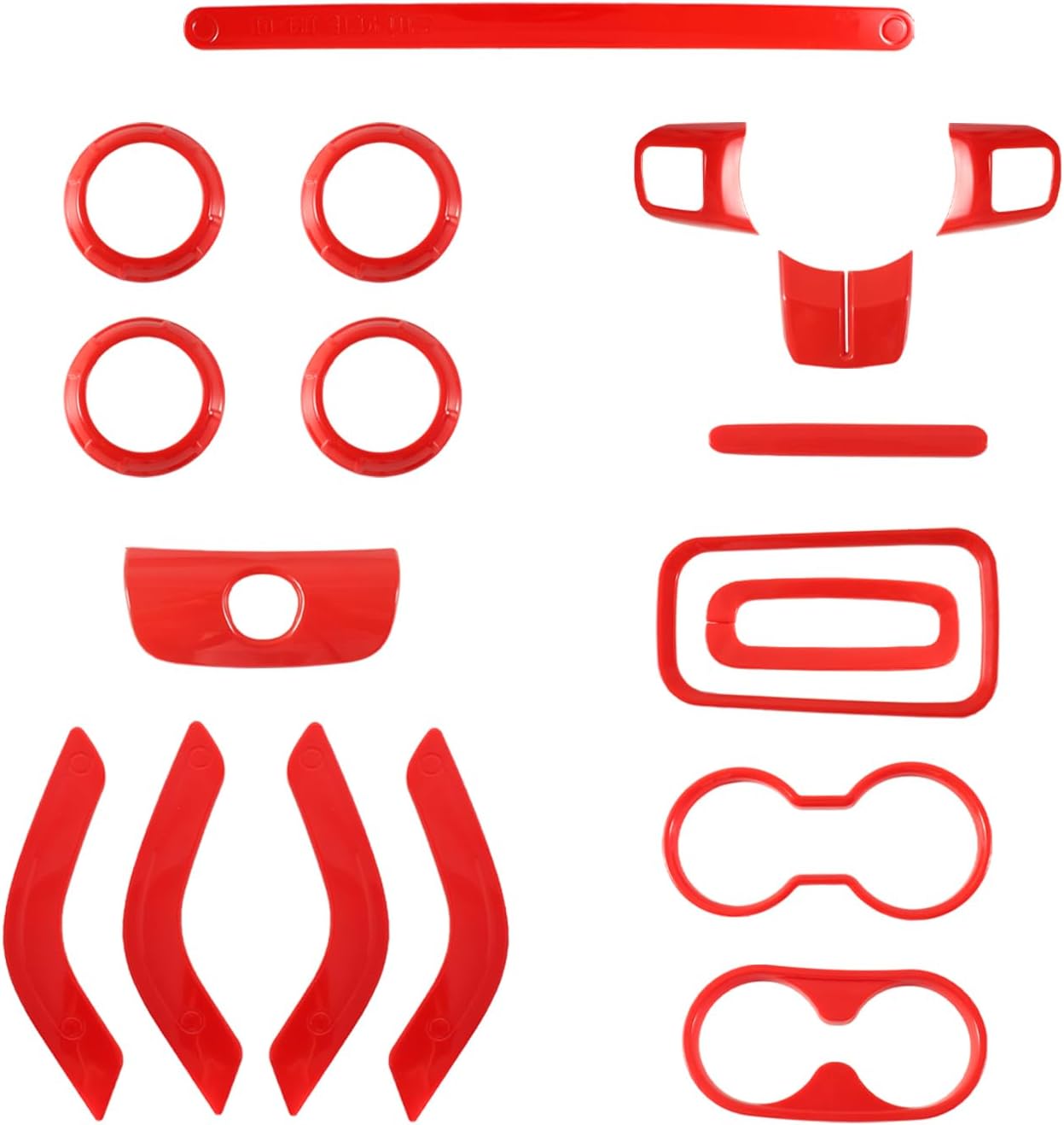 18PCS Full Set Interior Cover Kit Compatible with Jeep Wrangler JK JKU 2012–2018 4-Door, Center Console, Door Handle, AC Air Vent, Cup Holder & Gear Cover Accessories