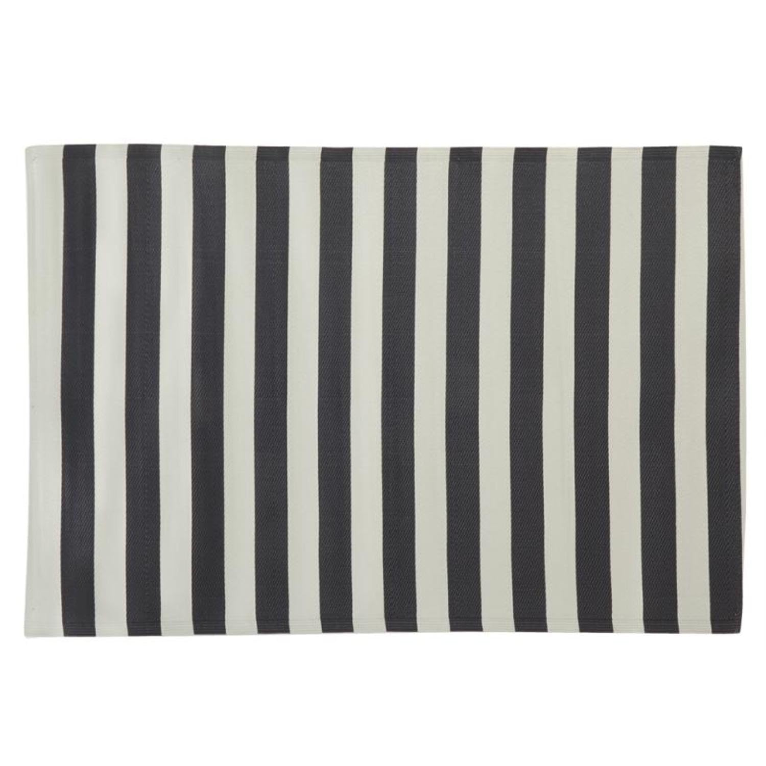 AUBRY GASPARD - Tapis d'Extérieur Polypropylène - Rayures Noires - 230x160 cm - Résistant Intempéries et UV - Plastique Recyclé - Facile à Entretenir Terrasse/Jardin