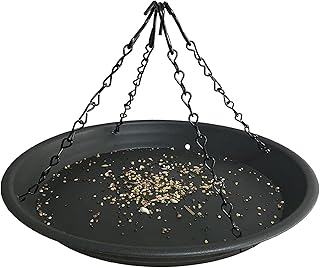 AUXPhome Large Hanging Bird Feeder Tray, Platform Seed Tray for Bird Feeders, Outdoor Garden Decoration for Wild Backyard Attracting Birds Works Great for catching Seed and Husk. （ Black ）