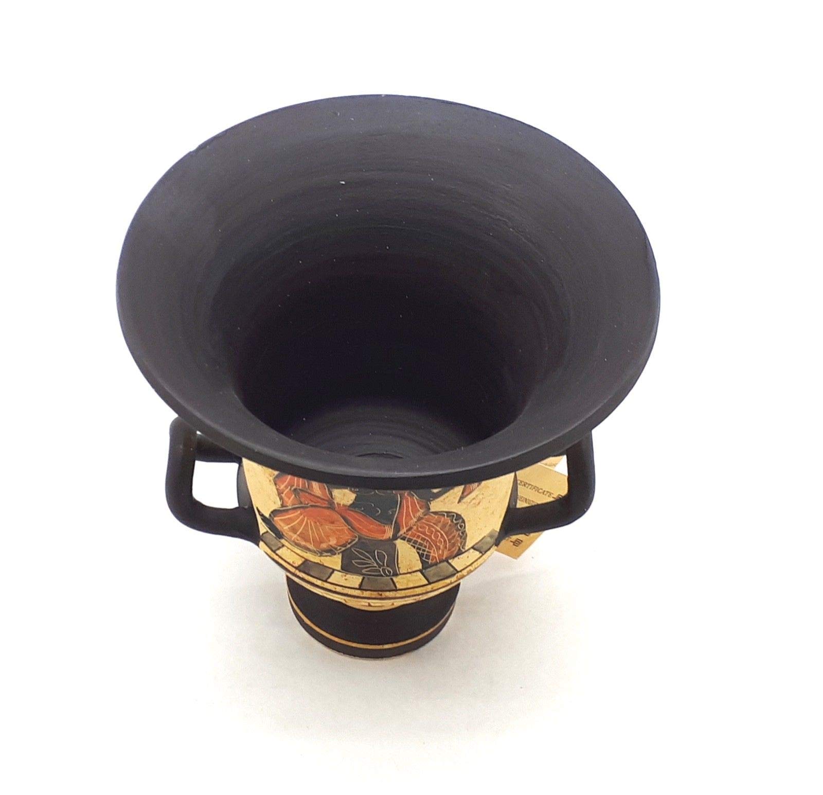 Jarrón griego antiguo Krater Pottery Diosa Afrodita y Dios Dioniso 6.9 pulgadas, negro, rojo