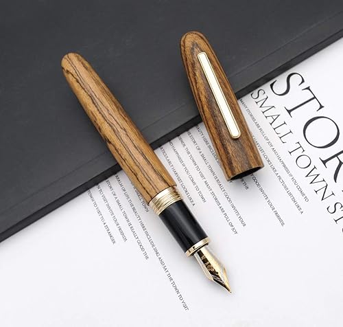 Miniatura 7 de JINHAO 9056 - Pluma estilográfica de madera natural hecha a mano (madera de tigre, punta mediana de 0.028 in)