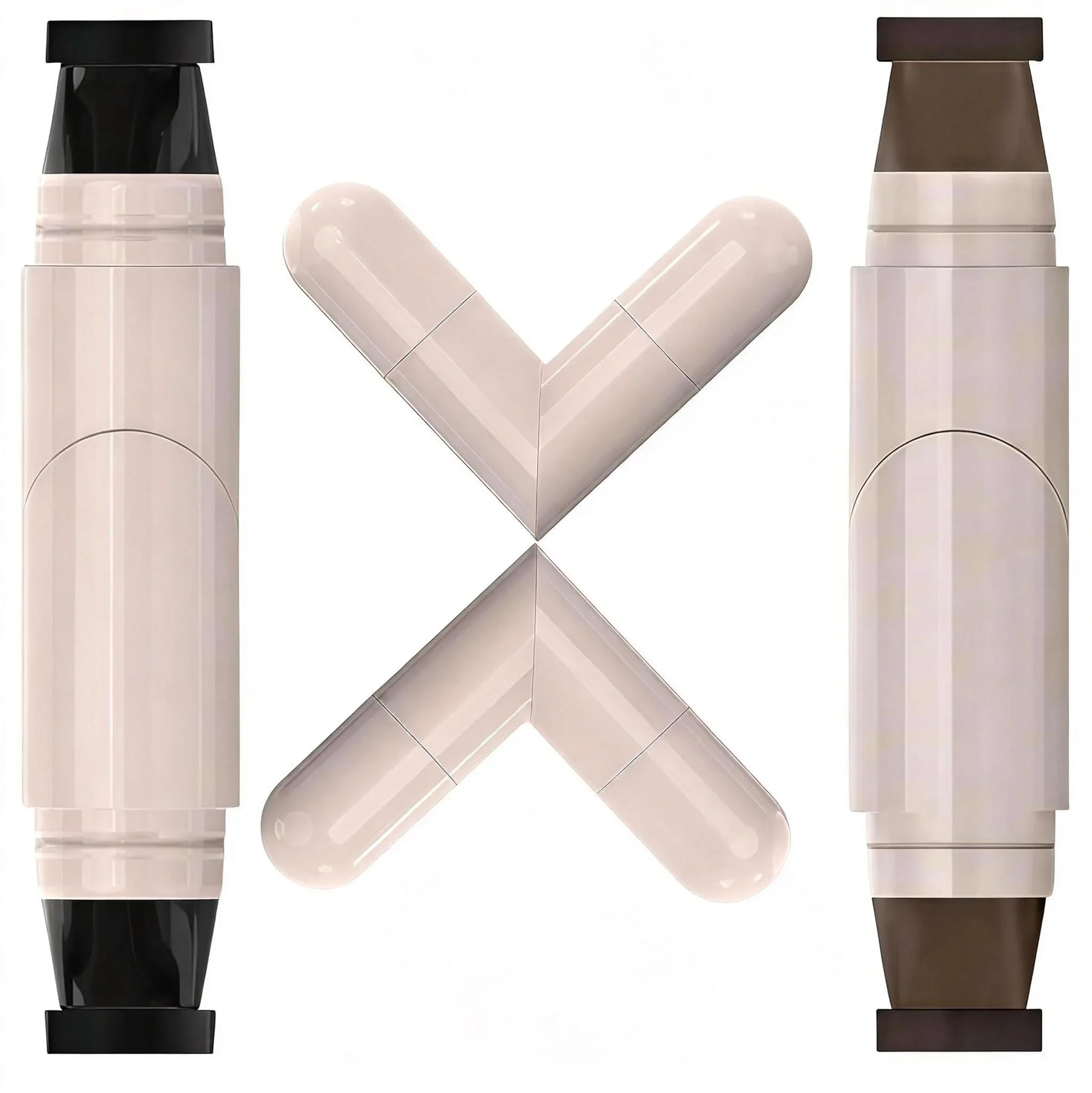 2 PCS Dual-Ended Eyeliner Stamp, Easy to Apply Cat Eye Stamp with L/R Markings, Waterproof & Smudge-Resistant, Beginner-Friendly Winged Eyeliner (Black & Brown)