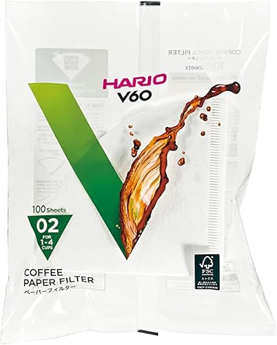 Filtro de papel para café Hario V60, tamaño 02, blanco, caja de 100 unidades