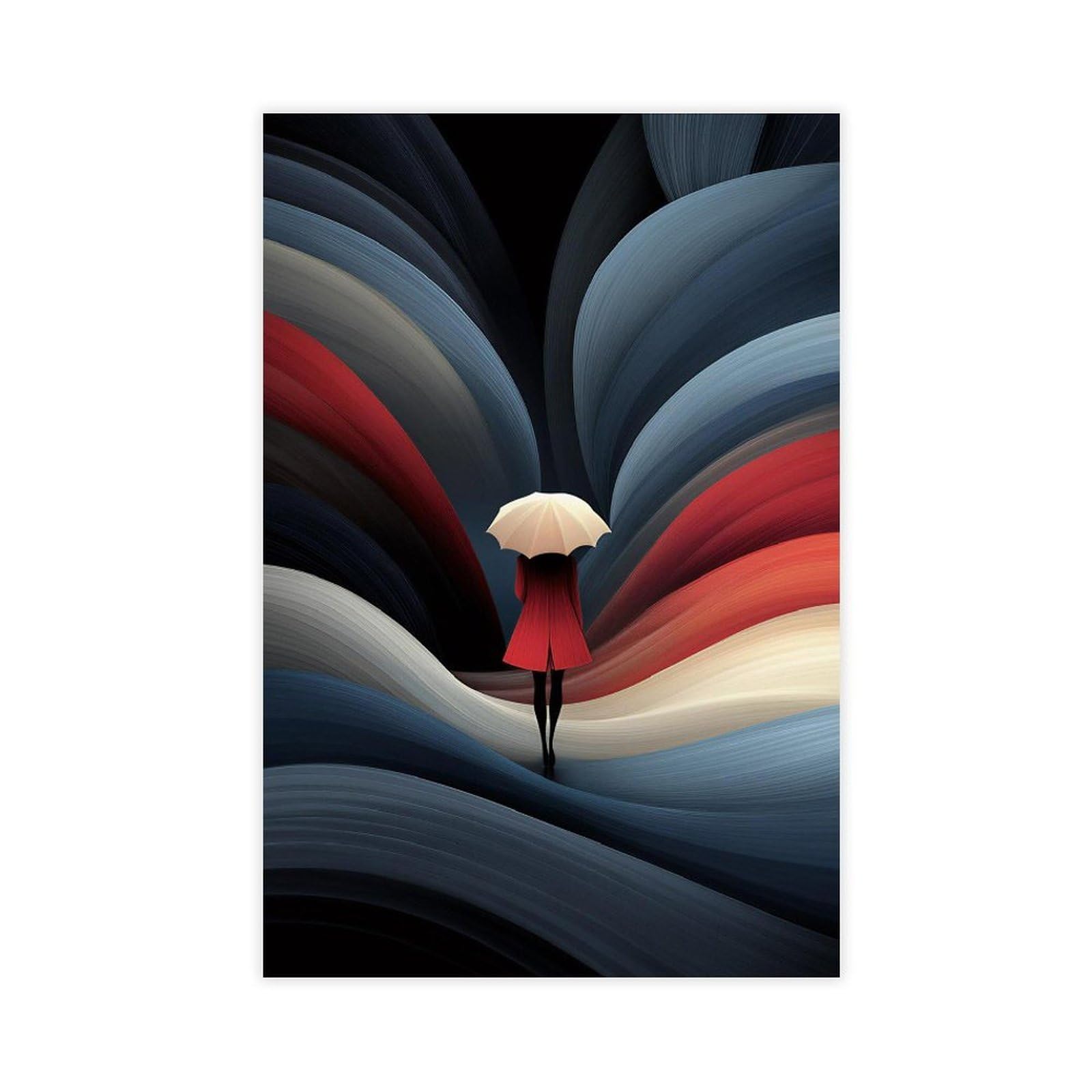 Ywtjax Unframe-Style Abstract Woman Umbrella Poster Canvas Poster For Living Room Decor Gift