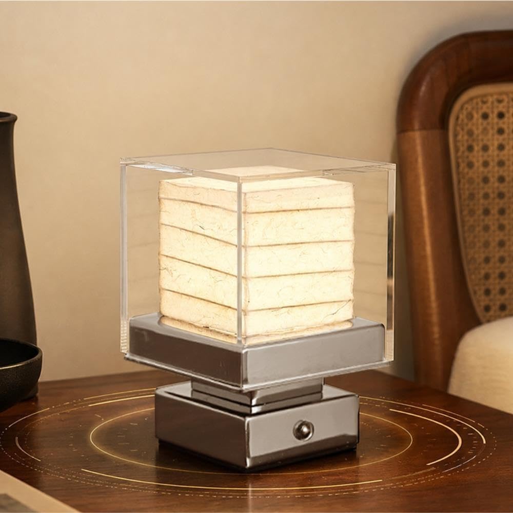 Lampada moderna in acrilico di lusso, luce ambientale sul comodino | Lusso moderno, acrilico, controllo touch, LED, luce notturna ambientale
