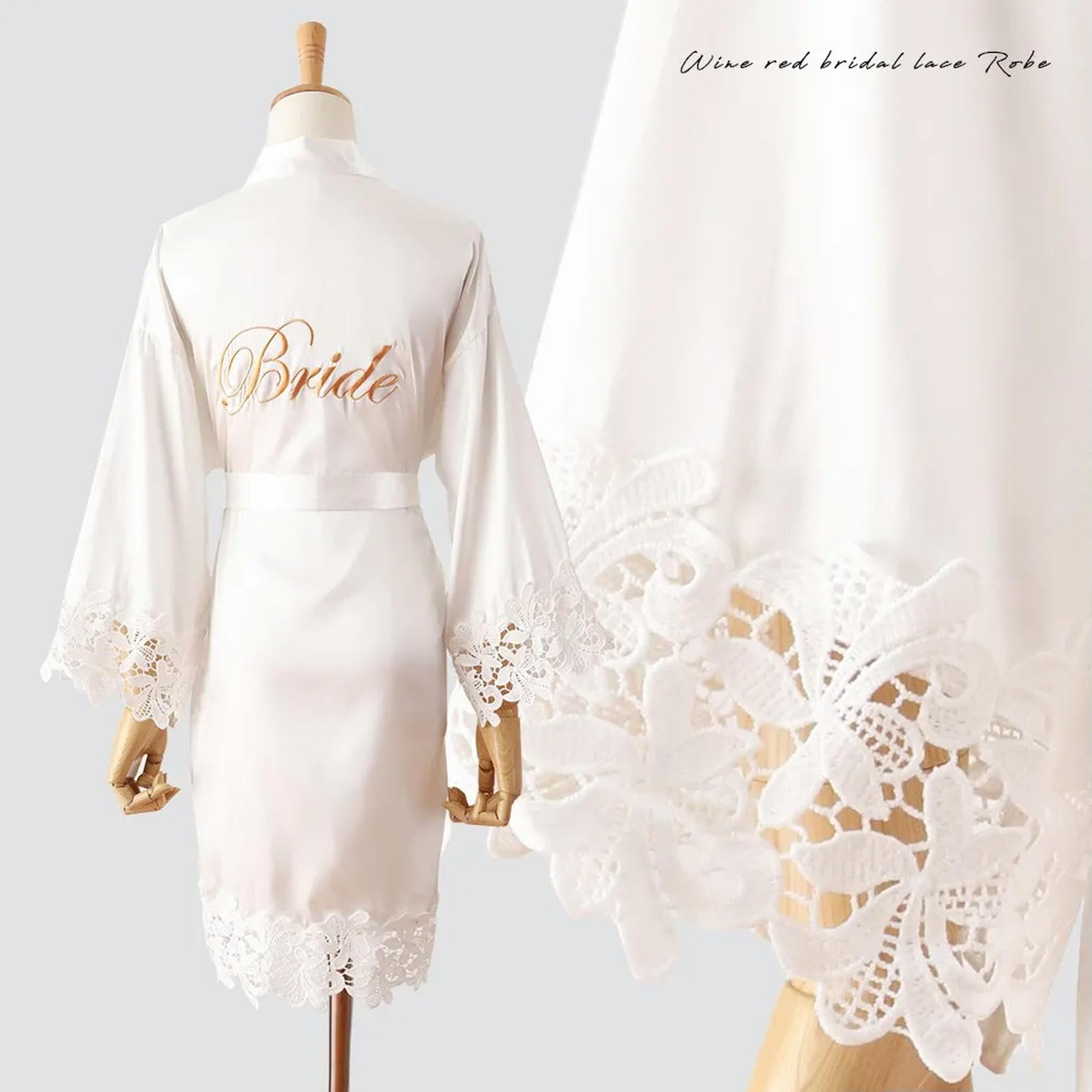 MdybF Robe de Chambre Summer Lace Sleepwear Bride & Bridemaid Wedding Robe Robe Robe Solie Back Kimono Bataille Femme Focus Night Robe Night