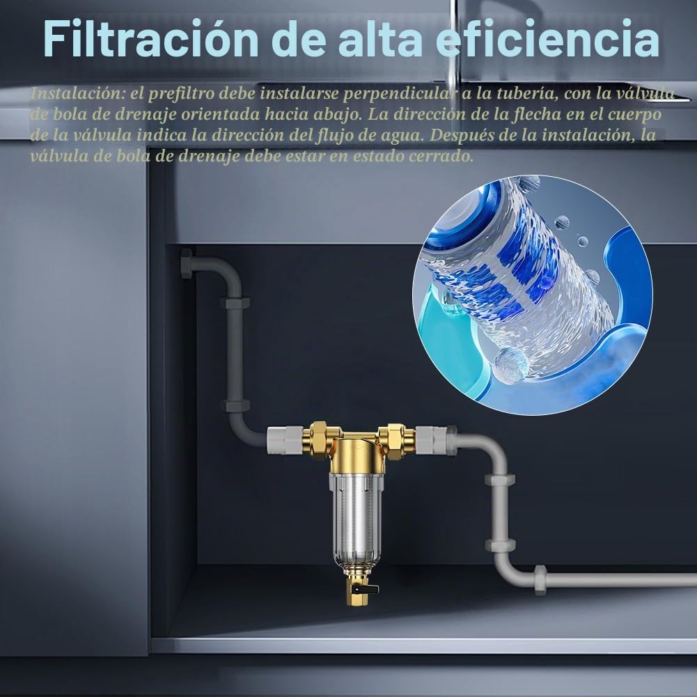 Filtro de agua para conexión de casa, adaptador de 1 pulgada, 3/4 pulgadas