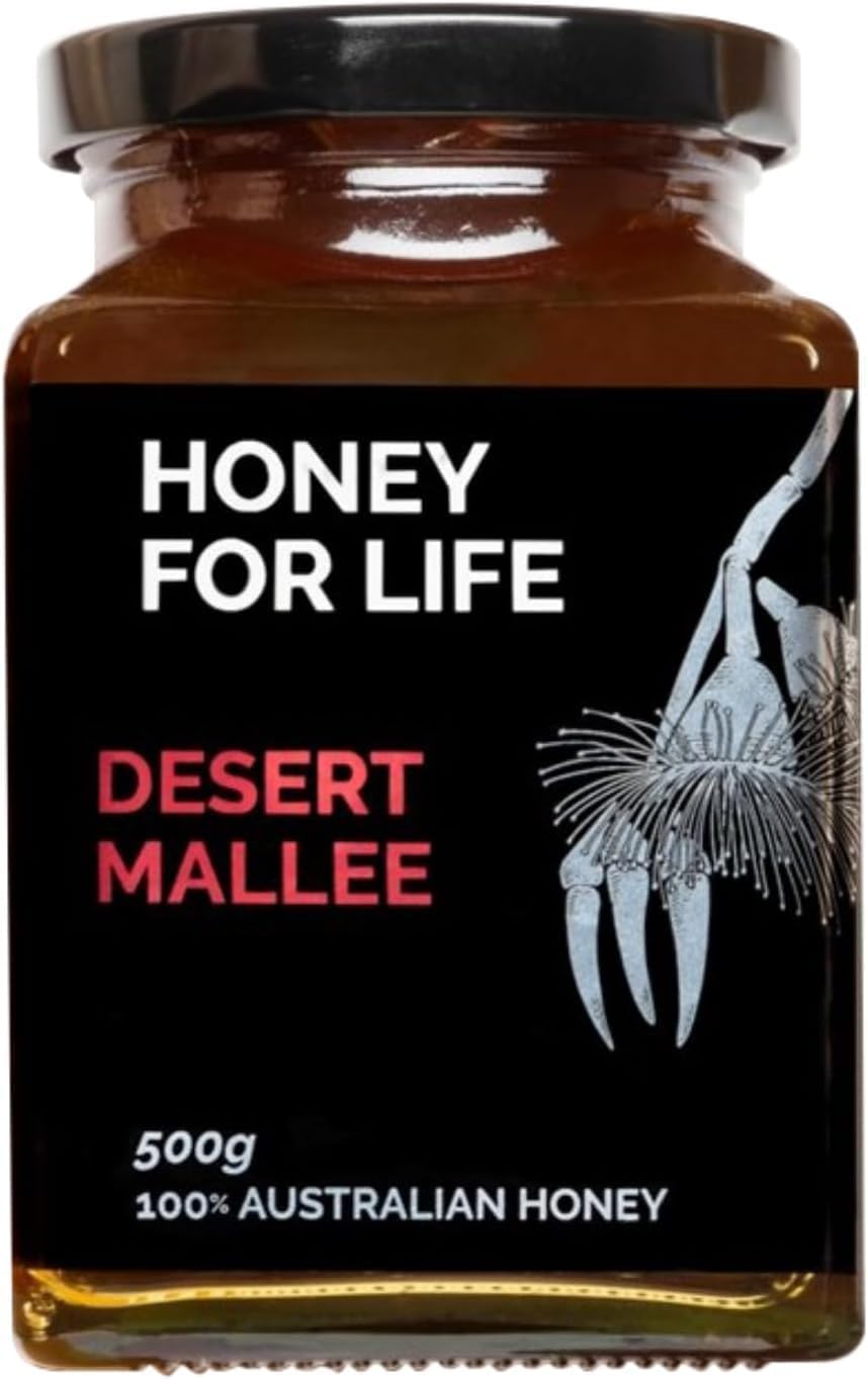 Strong Active Honey | Desert Mallee TA20+ / MGO 800+ | Stronger than Manuka Honey Medical Grade | Raw Honey in Glass Jar (No Micro Plastics) - Cold Pressed & Unpasteurised | Honey for Life (500 g)