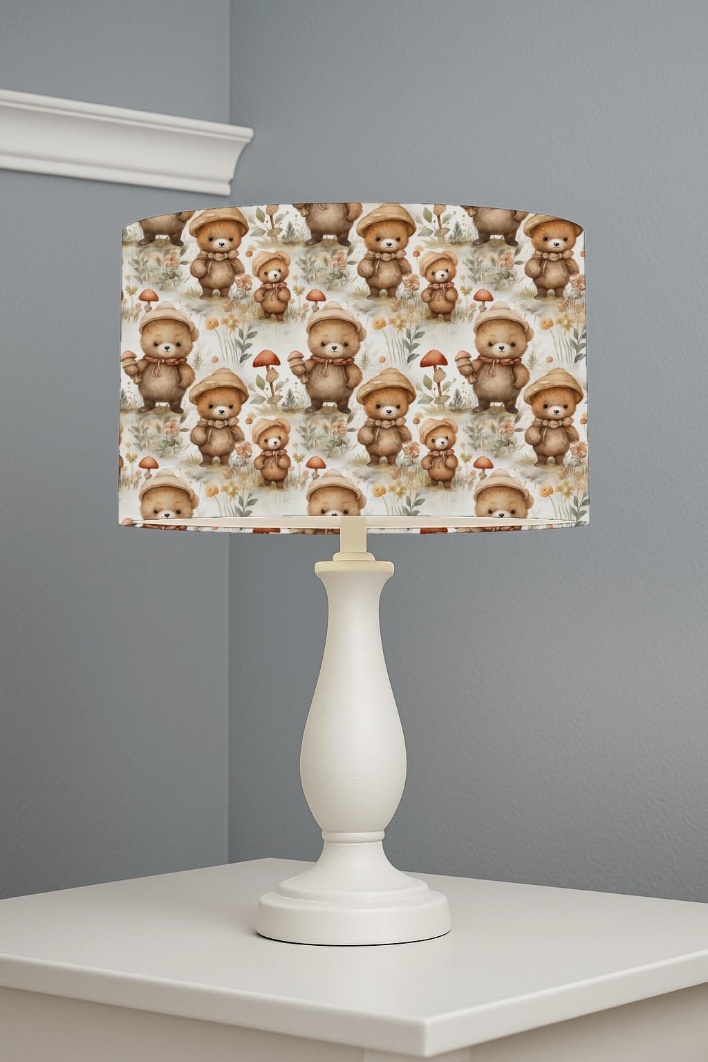 Whimsical Woodland Bears lightshade – 30 x 21cm Table Drum Shade | E33BB8