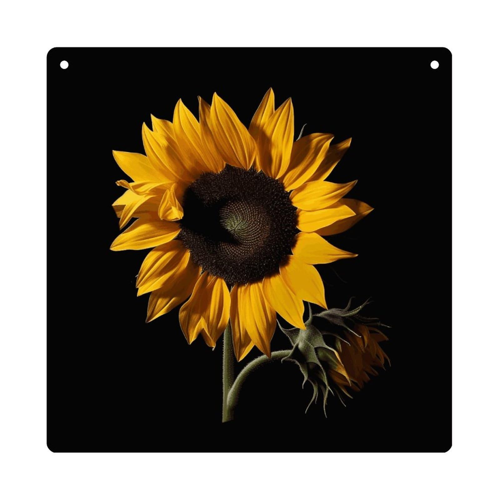 Adfgyerh Style Sunflower Black Background Hanging Ornaments Window Hanging Modern Acrylic Decor For Living Room Bedroom Dining Room Hallway Office Wall Decor, 8X8 In