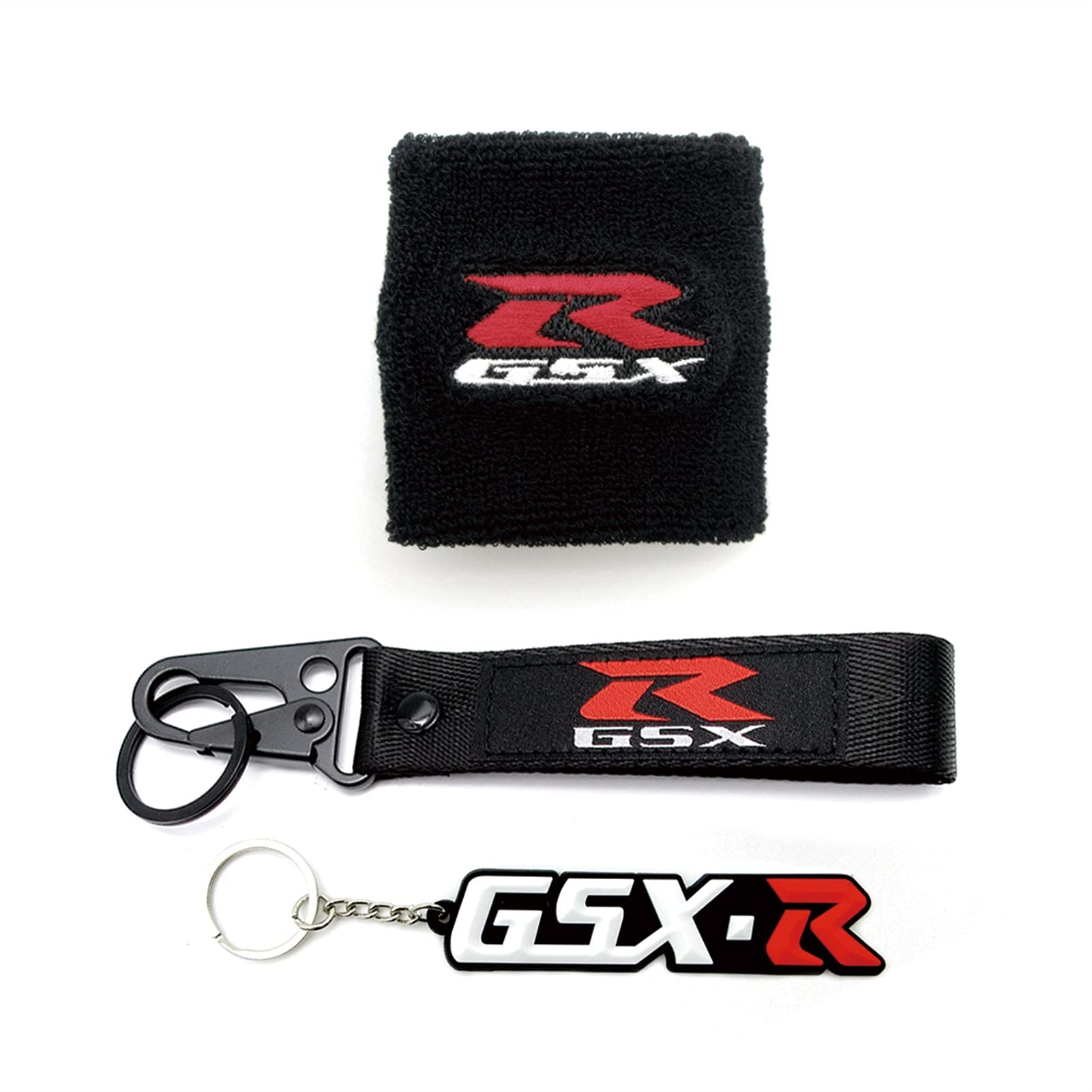 POKVEA Motorcycle 3D GSX-R Logo Front Brake Fluid Oil Reservoir Tank Cover Socks＆Keychains For GSXR 600 750 1000 1100 1300 K1 K2 (Color : Style 18)