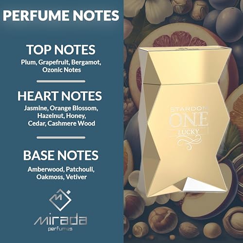 Miniatura 4 de MIRADA Stardom One Lucky, Eau de Parfum (EDP) para hombre de 3.4 onzas líquidas (3.4 fl oz), perfume para hombre con notas de ciruela, pomelo,