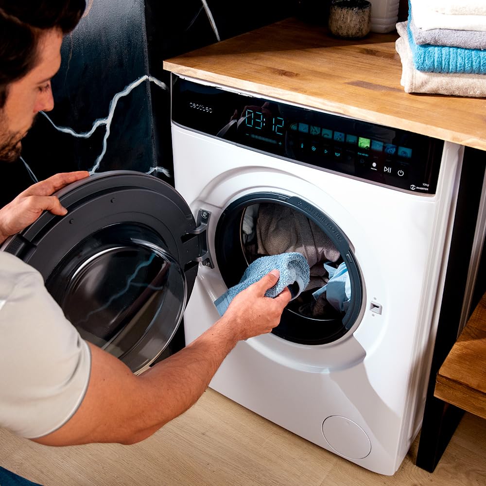 Cecotec Lave linge Frontal Bolero DressCode 10900 Inverter FullColor A, Machine à laver 10 kg, 1400 tr,min, écran 10,3", moteur Inverter, 11 programmes, SteamMax, classe A, Spa Care, Drum Clean Plus