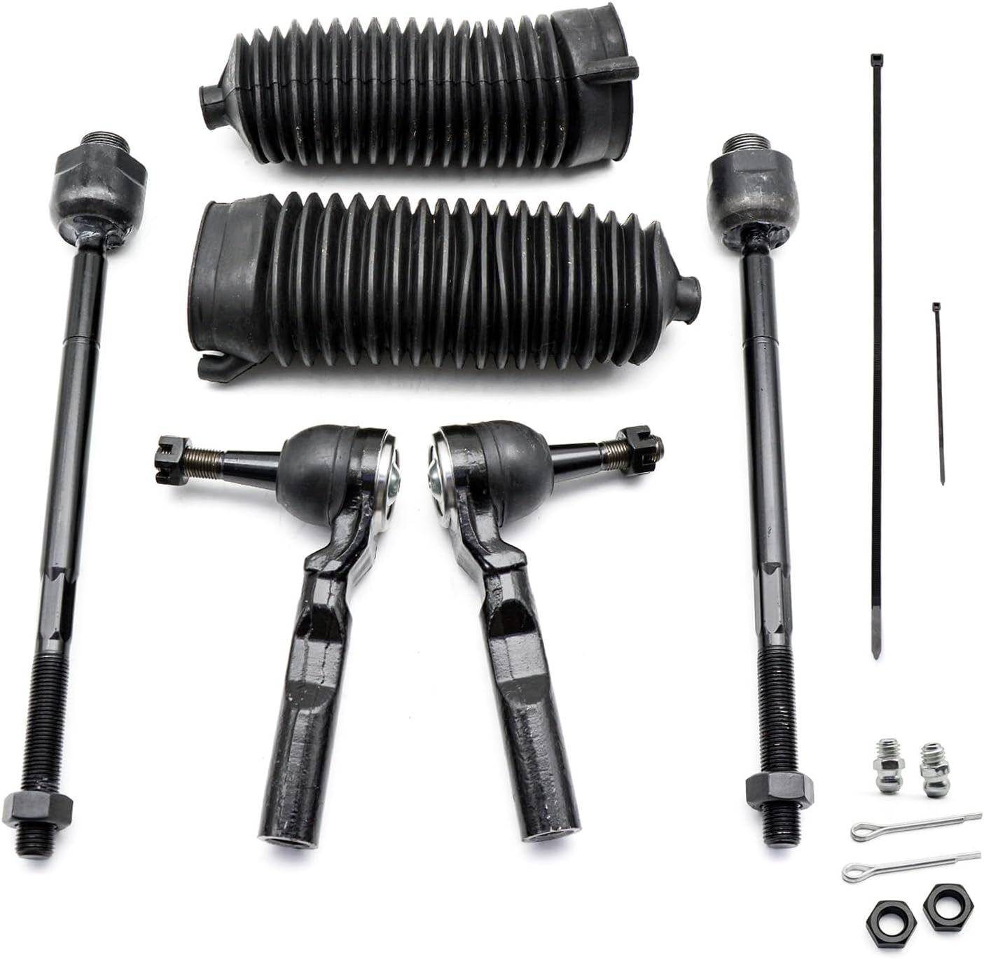 6pcs 2WD Steering Kit Front Inner and Outer Tie Rods with Boots Compatible with Chevy Silverado 1500 for GMC Sierra 1500 1999-2006 ES3492 EV370 K150270