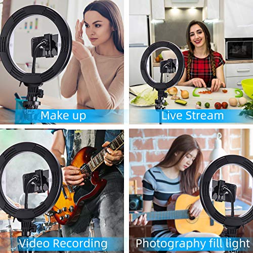 10" RGB LED Ringlicht Stativ mit Spiegel ,Koolertron USB Selfie Ringleuchte mit Handyhalter,3 Beleuchtungsmodi und 14 RGB Farben,10 Helligkeitsstufen für YouTube TikTok Self-Porträt der Videoaufnahme – Bild 3