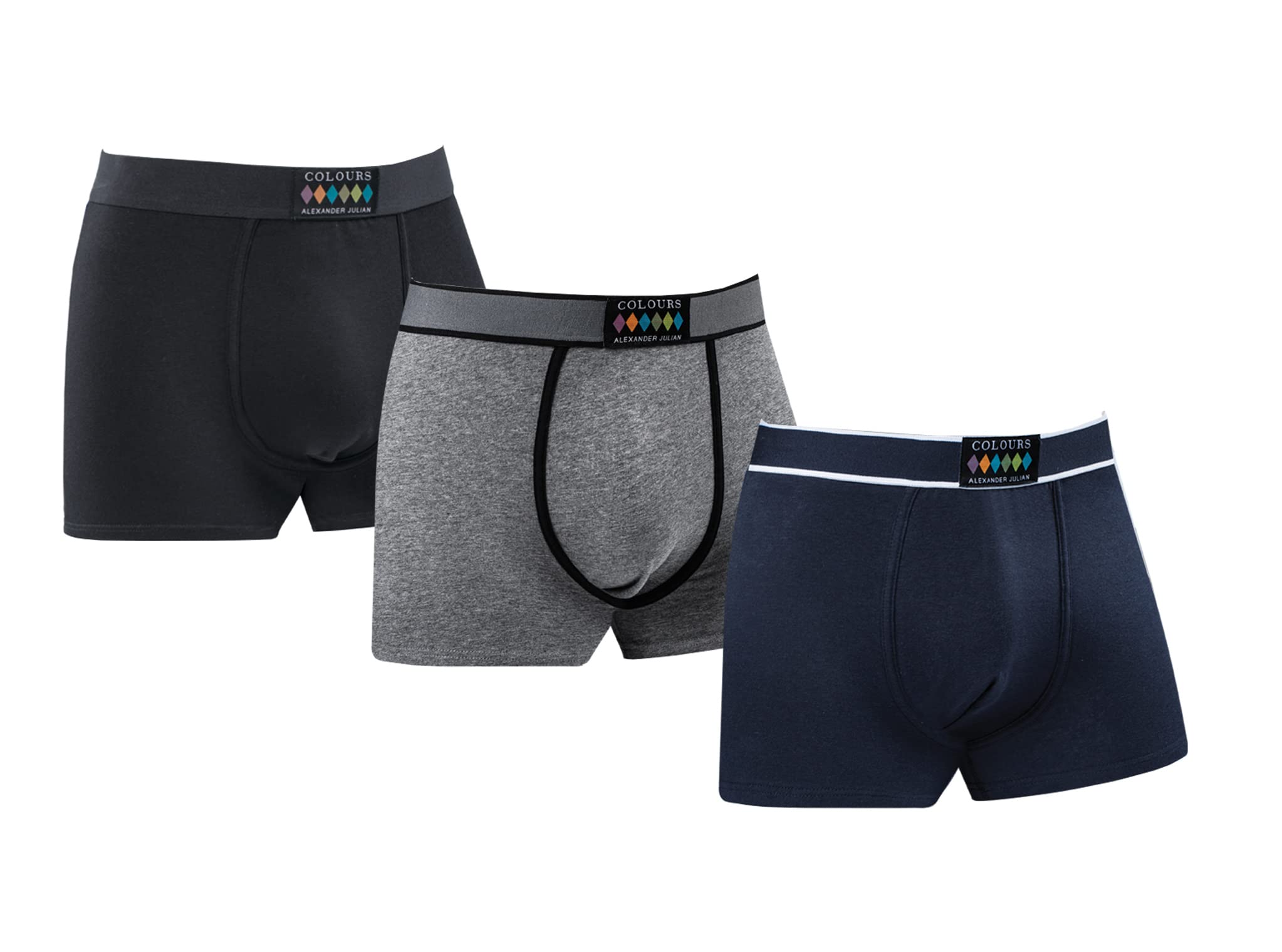 COLOURS ALEXANDER JULIANMen's Soft Cotton Boxer Briefs, Pack of 3