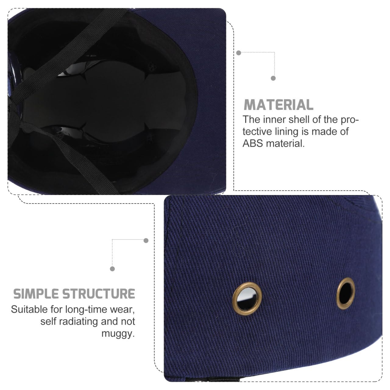 Mipcase Casquette Anti-Collision Coquée ABS + Coton Respirant – Protection Légère Contre Les Chocs pour Chantier, Skateboard et Activités Extérieures – pour Hommes et Femmes