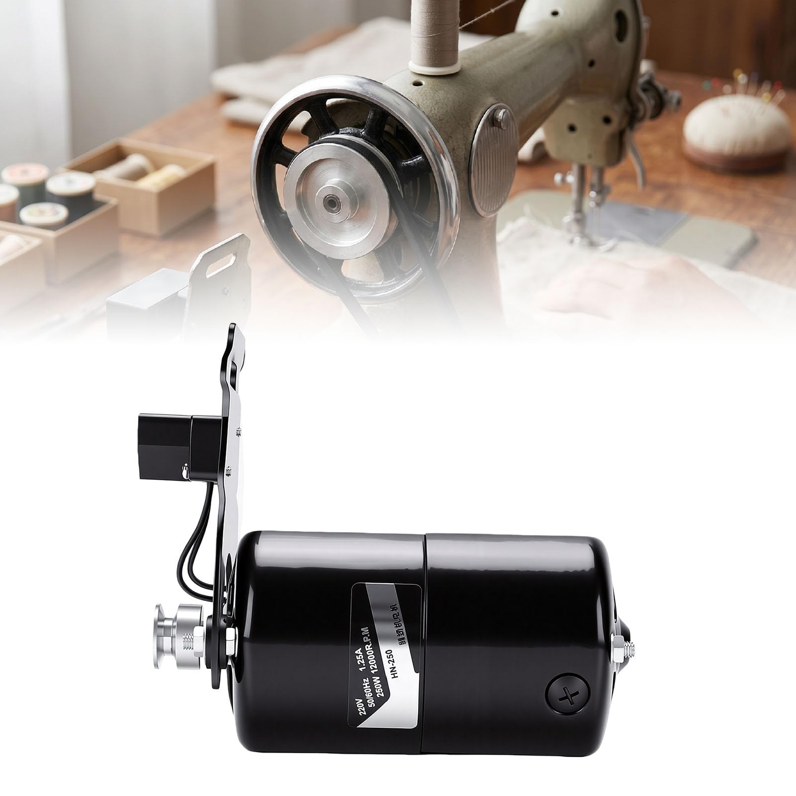 RIZGHWOY Motor de Máquina de Coser 250W 12000RPM, Repuesto con Soporte