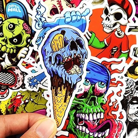 Yoogeer Car Luggage Stickers,[50 pcs] Horror Skull Vinyl Car Stickers Motorcycle Bicycle Luggage Decal Graffiti Patches Skateboard Stickers - Not Repeat Cover