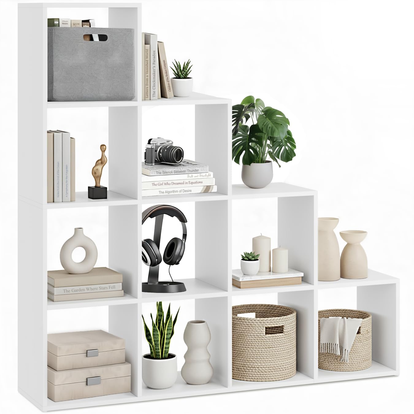 tectake® Étagère Bibliothèque avec 10 Cubes Compartiments Meuble de Rangement Moderne Aspect Bois pour Rangement Bureau, Salon, Cuisine, Chambre, Dressing, Entrée Etagere Rangement