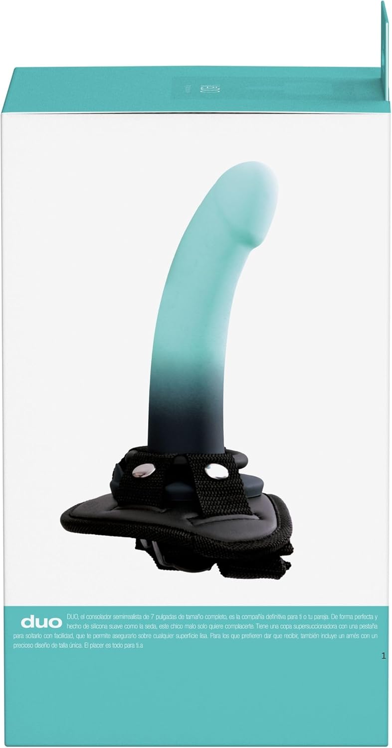 VeDO Duo 7" Silicone Semi‑Realistic Dildo with Adjustable Strap‑On Harness for Couples (Teal/Black)