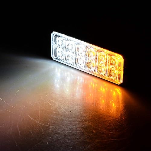 Miniatura 4 de CORP 50X ámbar blanco 12-LED súper delgado ultra delgado advertencia de emergencia flash intermitente barra de luz estroboscópica montaje en