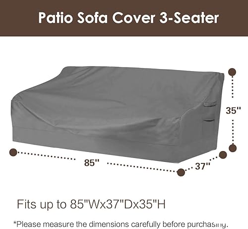 Miniatura 2 de Vailge Funda para sofá de patio resistente, 100% impermeable, para sofá de 3 plazas, fundas para muebles de patio con ventilación y asa, 85 pulgadas