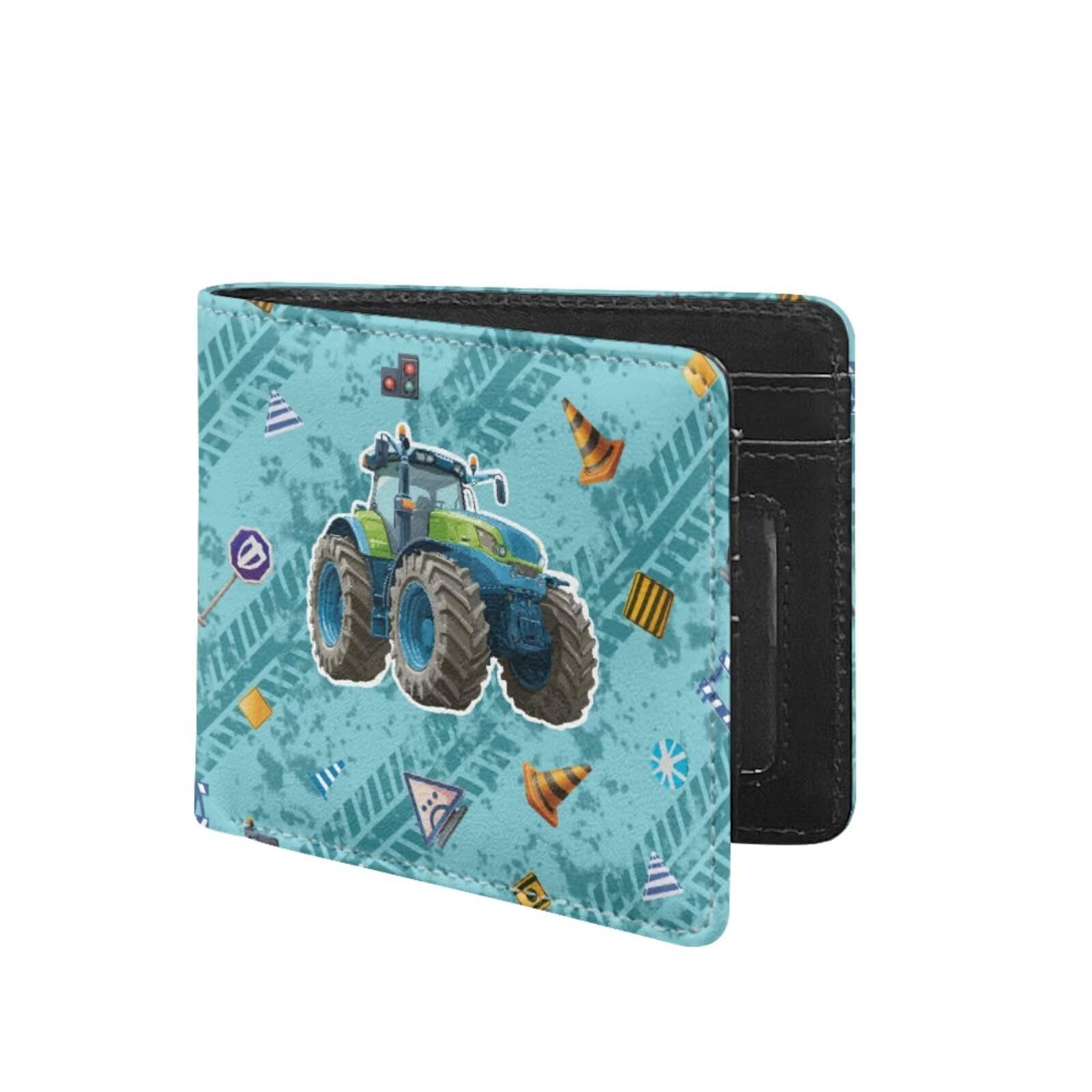 Coldinair Tractor Kids Bifold Wallet for Boys Ages 5-7/6-8 with Wallet Card,Child Cute Credit Card Holder Wallets With Coin Pocket Id Window for Kids, Boys,Teen,Blue