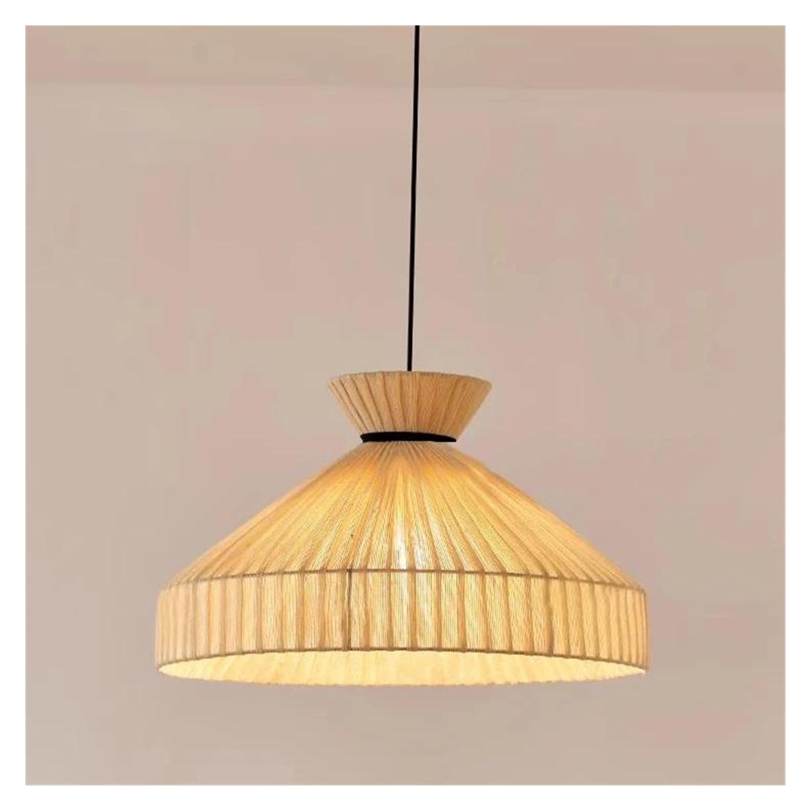 Suspension LED en tissu naturel beige pour éclairage tamisé de chambre