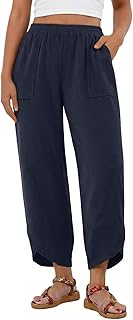Feiersi Womens Baggy Wide Leg Pants Elastic Waisted Casual Palazzo Harem Pants Summer Beach Trousers